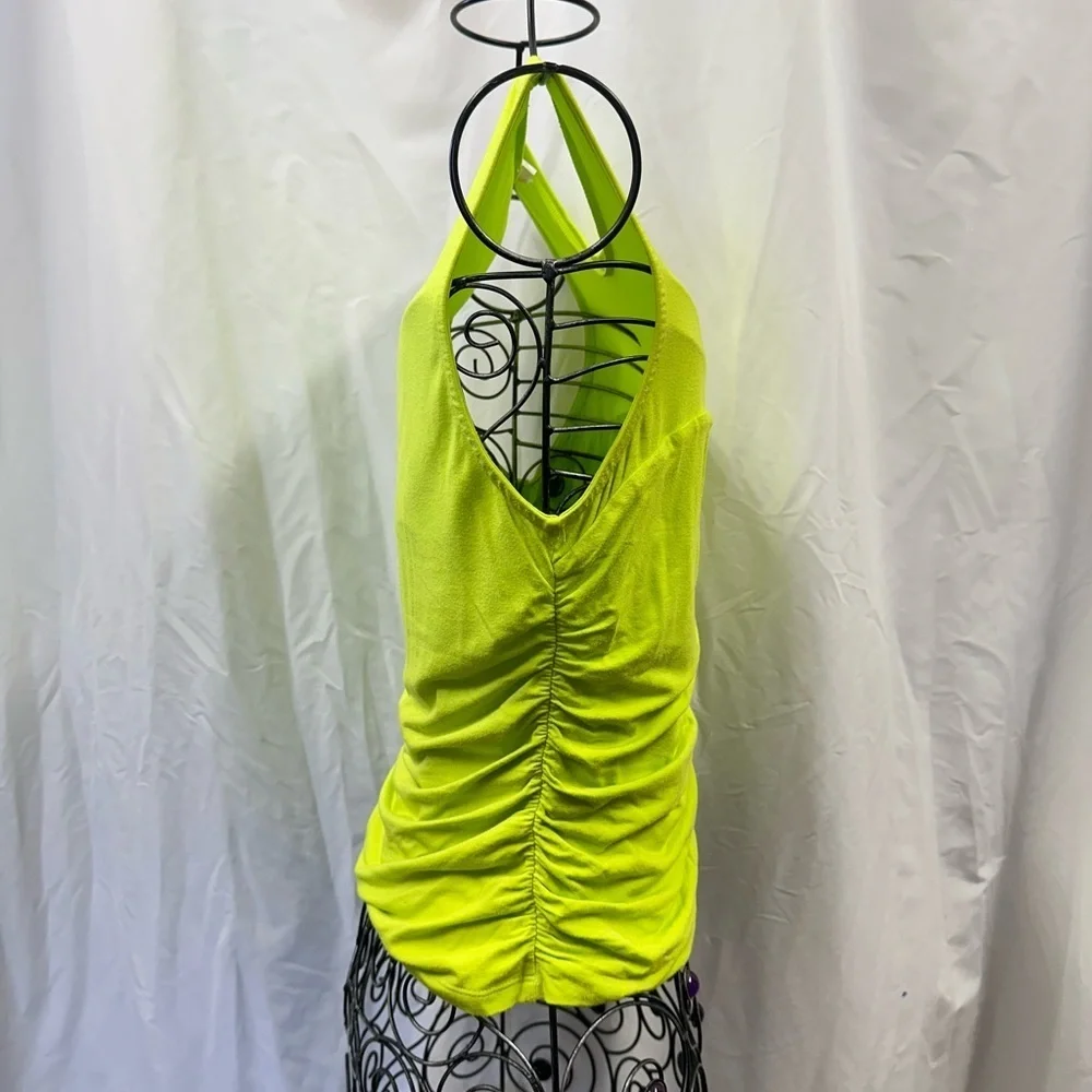 Jonathan Simkhai Kristiana neon green ruched tank size M - Picture 4 of 7